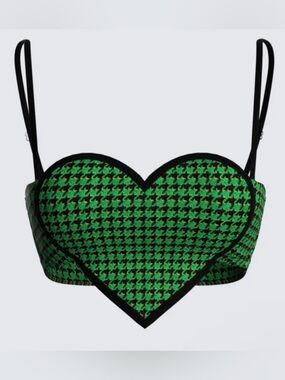 Finesse Misty Green Houndstooth Heart Top size large (runs more like medium)